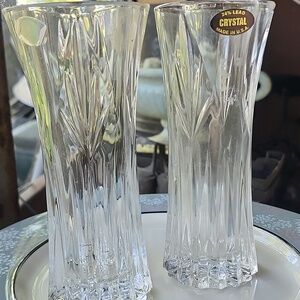 VINTAGE DEPLOMB 24% FULL LEAD CRYSTAL USA CLEAR VASE 6.5" GLASS